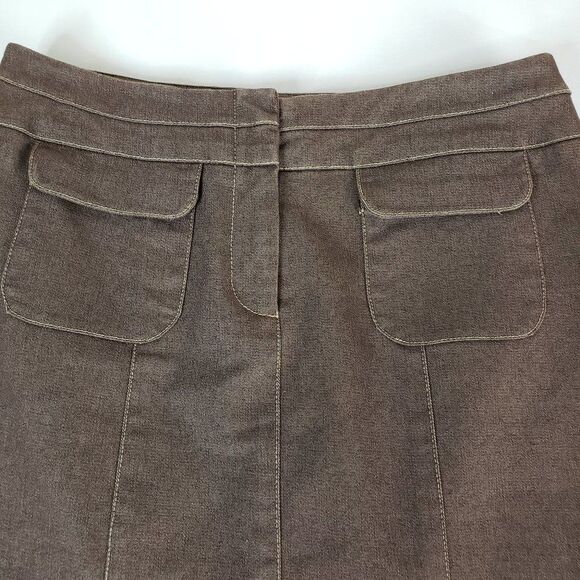 CUTE Nanette Lepore Brown Denim Jean Country Western Knee Length Skirt size 6 S - Picture 4 of 7